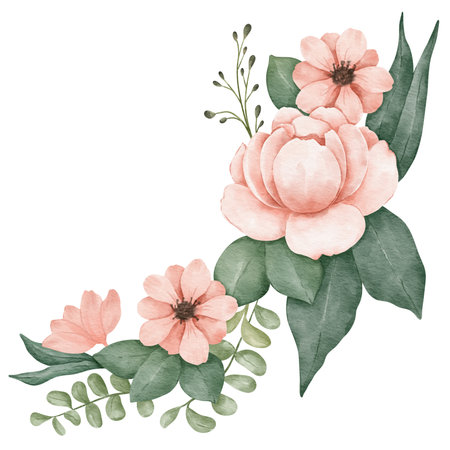 floral composition flower  watercolor illustration isolated elementの写真素材