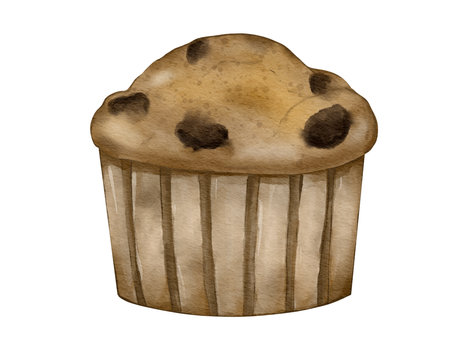 Watercolor muffin bread Hand drawn watercolor illustration isolated elementの写真素材