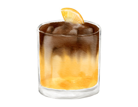 Watercolor orange espresso watercolor illustration isolated elementの写真素材