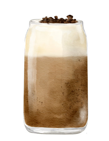 Watercolor mint oat milk latte watercolor illustration isolated elementの写真素材