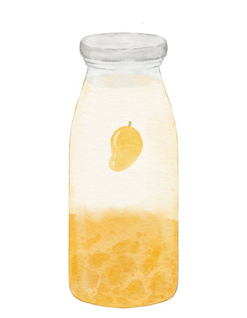 Watercolor mango milk watercolor illustration isolated elementの写真素材