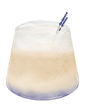 Watercolor lavender milk tea watercolor illustration isolated elementの写真素材