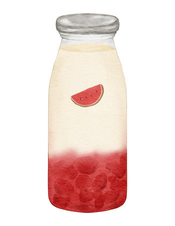 Watercolor watermelon milk  watercolor illustration isolated elementの写真素材