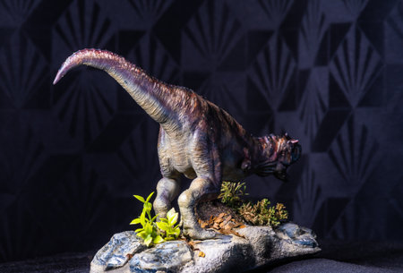 Carnotaurus Dinosaur in the darkの写真素材