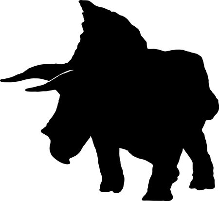 Triceratops black silhouette isolated backgroundのイラスト素材