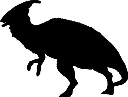 Parasaurolophus black silhouette isolated backgroundのイラスト素材