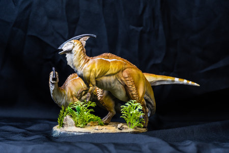Parasaurolophus Dinosaur in the darkの写真素材