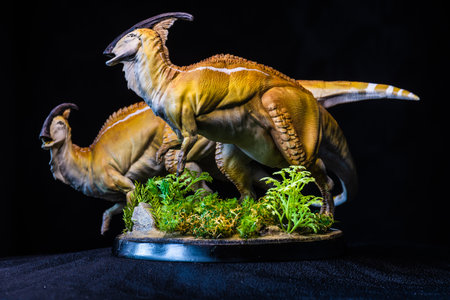 Parasaurolophus Dinosaur in the darkの写真素材