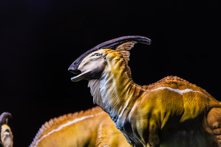 Parasaurolophus Dinosaur in the darkの写真素材