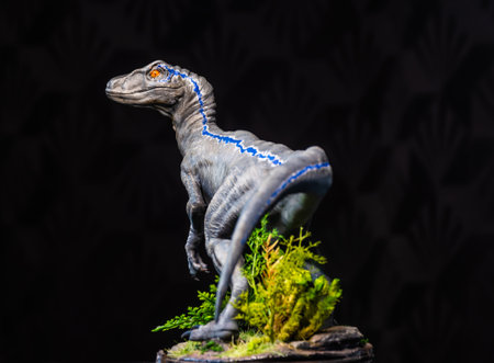 Velociraptor Dinosaur in the darkの写真素材