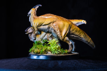 Parasaurolophus Dinosaur in the darkの写真素材