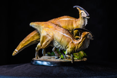 Parasaurolophus Dinosaur in the darkの写真素材