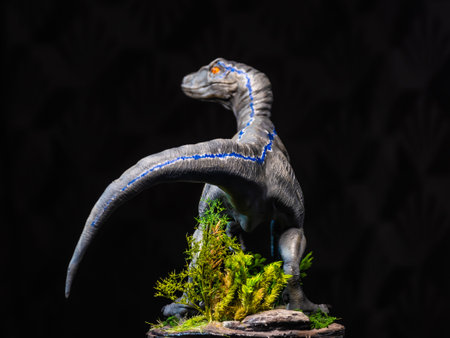 Velociraptor Dinosaur in the darkの写真素材