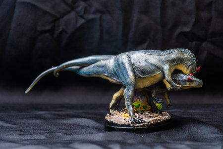 Allosaurus Dinosaur in the darkの写真素材