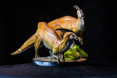 Parasaurolophus Dinosaur in the darkの写真素材