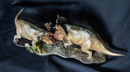 Pachyrhinosaurus dinosaur in the darkの写真素材