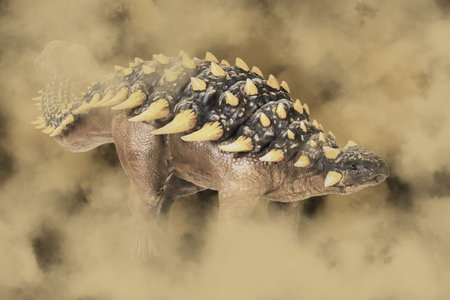 ankylosaurus ,dinosaur in the darkの写真素材