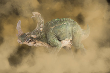 Sinoceratop ,dinosaur in the darkの写真素材