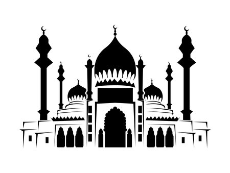 mosque silhouette vector isolate background Ramadan kareemのイラスト素材