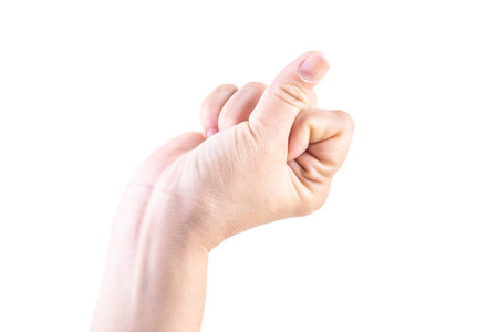hand on isolated backgroundの写真素材