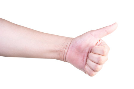 hand on isolated backgroundの写真素材