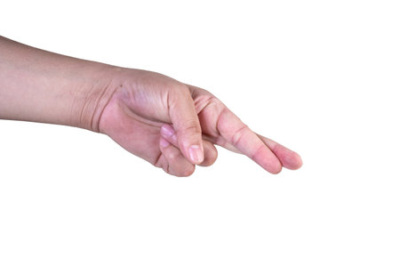 hand on isolated background clipping pathの写真素材
