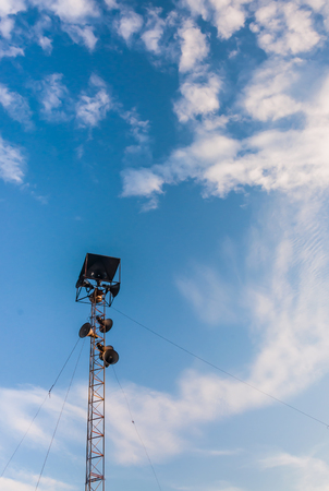 megaphone with blue sky and cloudの写真素材