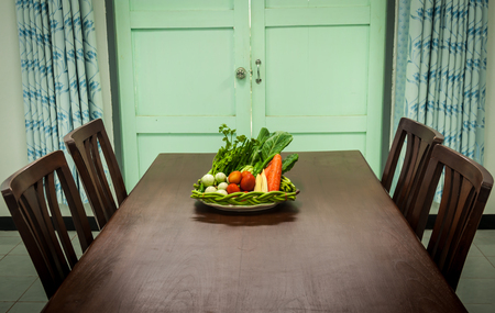 colorful vegetable on the table in the kitchenの写真素材