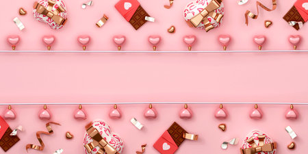 Happy Valentines day Mothers Day background with text copy space. realistic heart balloon, heart...