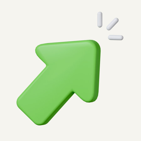 Green rounded arrow mouse cursor pointer symbol user interface theme 3d render icon illustration isolatedの写真素材