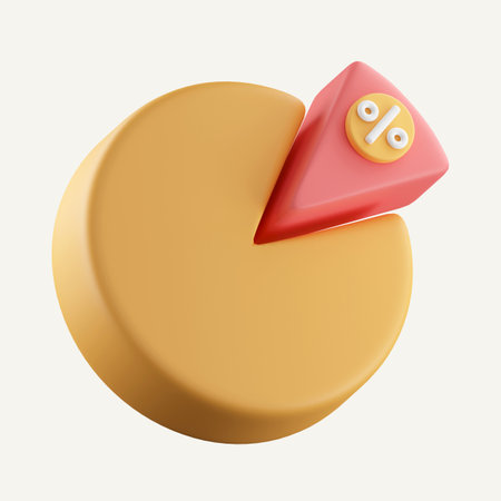 3d Chart pie with percent. Business Graph Template. circle diagram for business presentation. icon isolated on white background. 3d rendering illustration. Clipping path.の写真素材