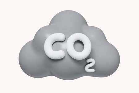 3d Carbon Dioxide. Ecology and biochemistry. Air pollution emissions contamination with industrial pipes. icon isolated on white background. 3d rendering illustration. Clipping part.の写真素材