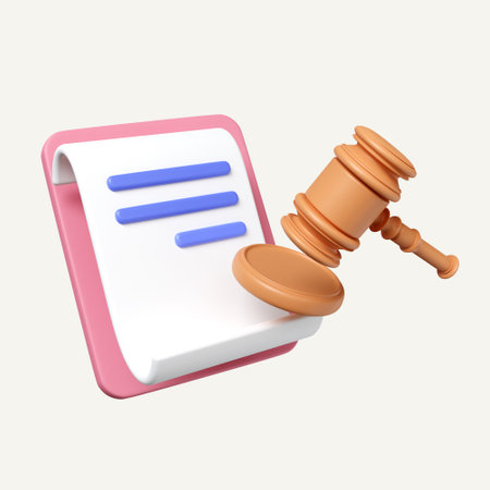 3d judge gavel on paper clipboard. punishment. judgement. law advisor. advocate. Judge arbitrate courthouse concept. icon isolated on white background. 3d rendering illustration. Clipping path.の写真素材