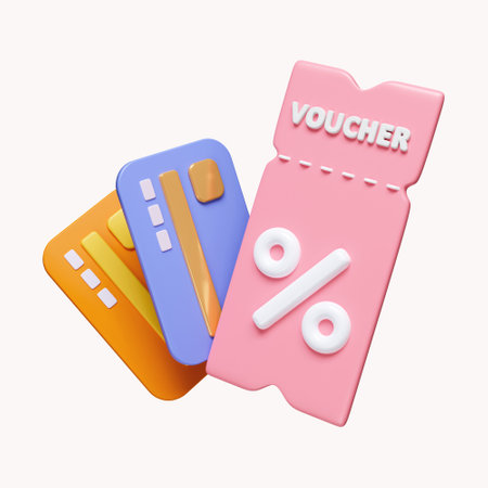3d credit card payment discount price voucher. icon isolated on white background. 3d rendering illustration. Clipping path.の写真素材