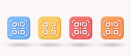 3d set of color Scanning qr code. for online shopping payment. icon isolated on white background. 3d rendering illustration. Clipping path.の写真素材