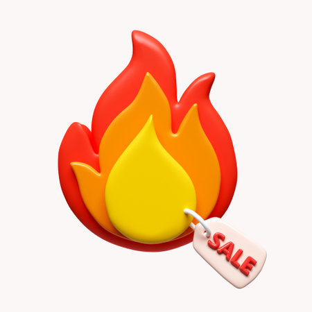 3d Hot sale. Sale promotion. big sales and profitable online purchases. icon isolated on white background. 3d rendering illustration. Clipping path.の写真素材