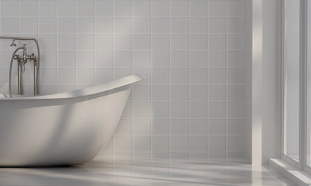 Contemporary bathroom. classic white vintage interior design, 3d renderの写真素材