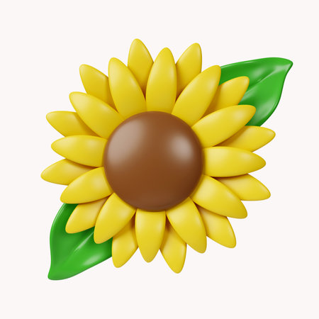3d Sun flowers .icon isolated on white background. 3d rendering illustration.の写真素材