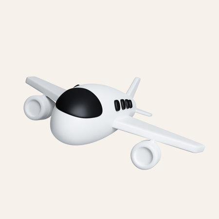 3D air plane, Tourism and travel concept, minimal style, Flat . icon isolated on white background. 3d rendering illustration.の写真素材