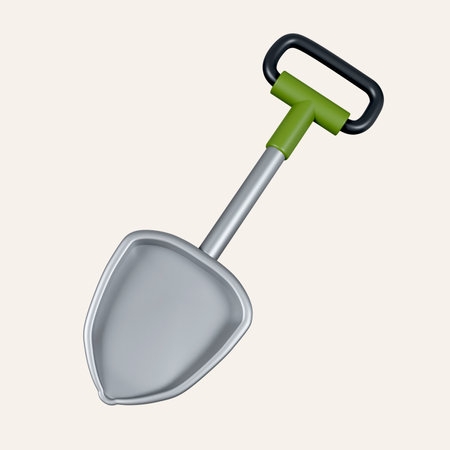 3d Shovel. elements for camping, hiking , summer camp, traveling, trip. icon isolated on white background. 3d rendering illustration.の写真素材