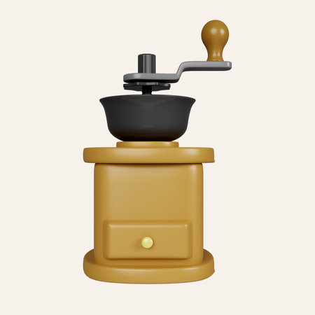 3d coffee grinder equipment. Summer camp and holiday vacation. icon isolated on white background. 3d rendering illustration.の写真素材