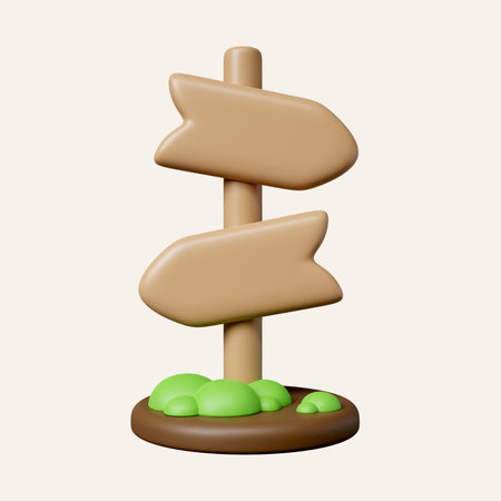 3d Direction road sign post with arrow. Signboard pointer, choice signpost. icon isolated on white background. 3d rendering illustration.の写真素材