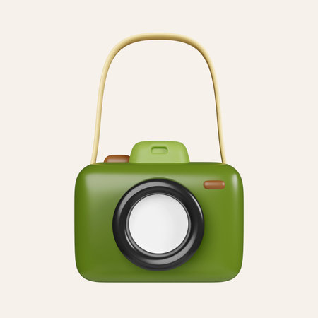 3d Camera. elements for camping, hiking , summer camp, traveling, trip. icon isolated on white background. 3d rendering illustration.の写真素材