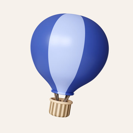 3D Blue Balloon craft traveling icon concept. icon isolated on white background. 3d rendering illustration.の写真素材