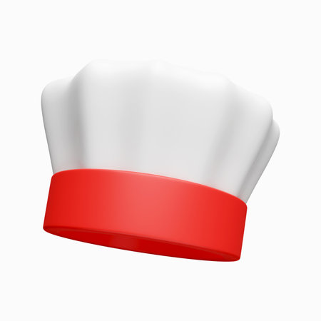 3d chef hat. minimal school icon. isolated on background, icon symbol    . 3d render illustrationの写真素材