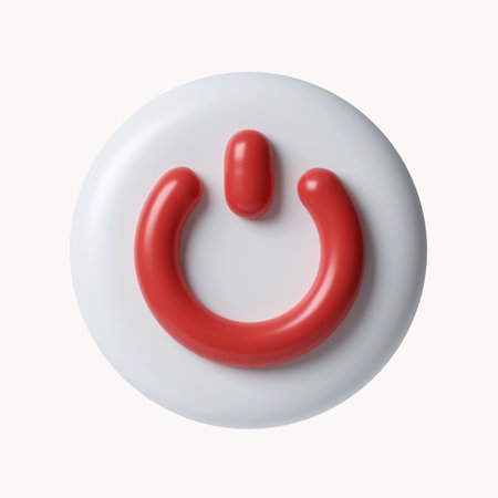 3d Turn off and on button. Round red power button. icon isolated on white background. 3d rendering...