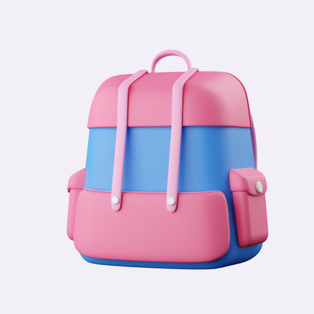 3d school bag icon. Back to school and education concept. isolated on backgroundの写真素材