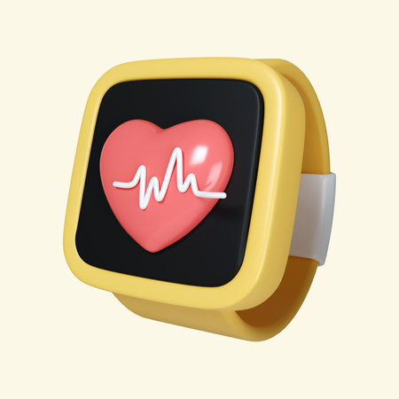 3D Smartwatch and heart line. fitness inventory or gym accessories in trendy colors. icon isolated...