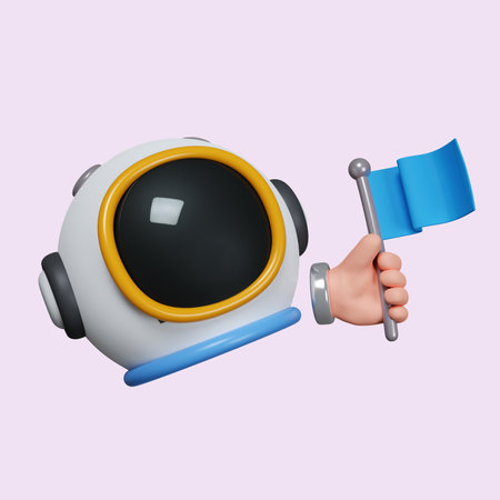 3d astronaut helmet. clear glass for space exploration and flight in cosmos. icon isolated on purple background. 3d rendering illustration.の写真素材