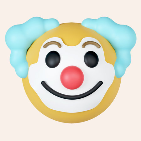 3d Circus clown emoji. Emoticon with red nose, funny face. icon isolated on gray background. 3d rendering illustration.の写真素材